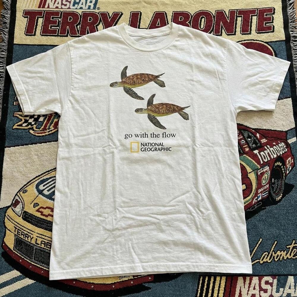 National Geographic T Shirt Go With The Flow Sea Turtle Graphic Tee White